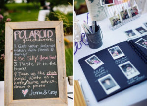 polaroids y pizarra en una boda para anotar los recuerdos y los deseos de los invitados
