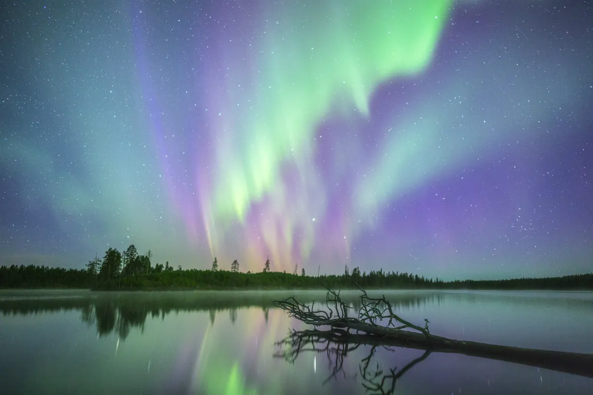 aurora boreal en una luna de miel en otoño en finlandia